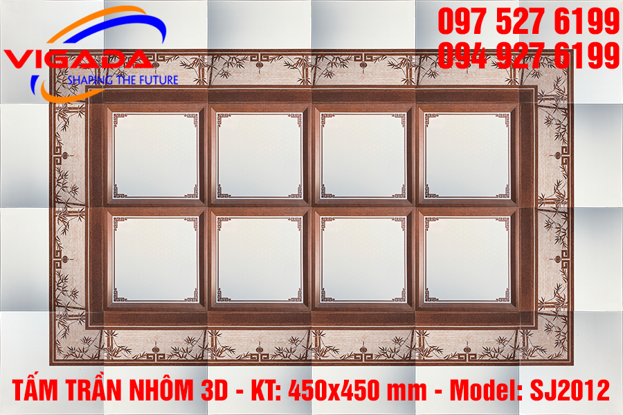 Tấm trần nhôm 3D 450x450 mm - Mẫu hoa văn tre - Trần nhôm | Lam ...