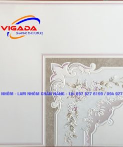 Alternative view of Tấm trần nhôm 3D 450×450 mm - Mẫu hoa hồng trắng