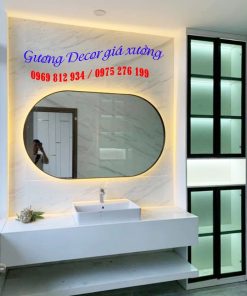 Gương viền thép hậu led