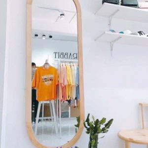 Gương gỗ bầu dục cho shop